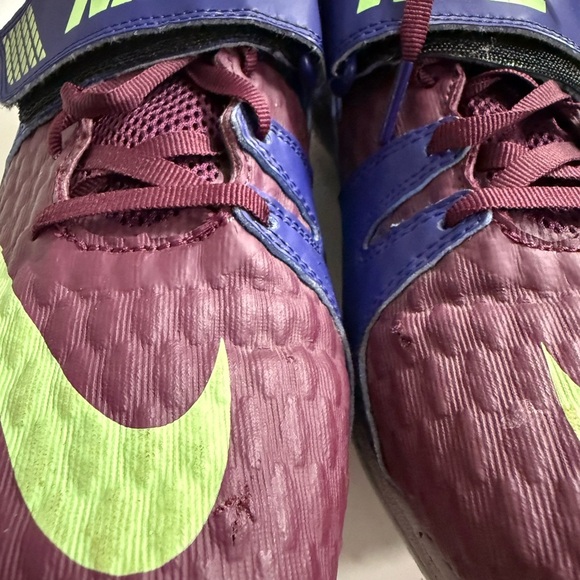 Nike High jump elite Maroon and Neon Yellow Athletic Shoes - Picture 5 of 8